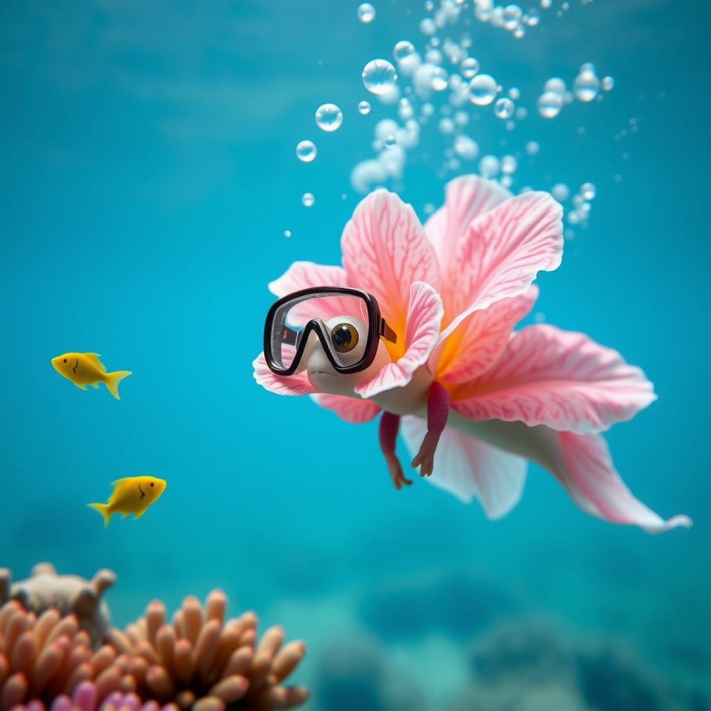 Whimsical Ocean Flower Sprite in Search of Mermaids