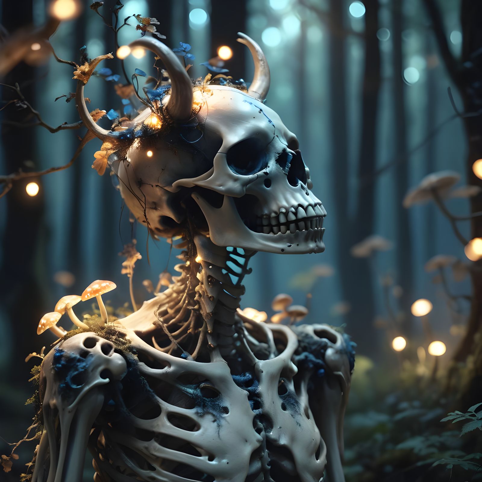 Intricate Fantasy Skeleton Centaur Photography in 4K