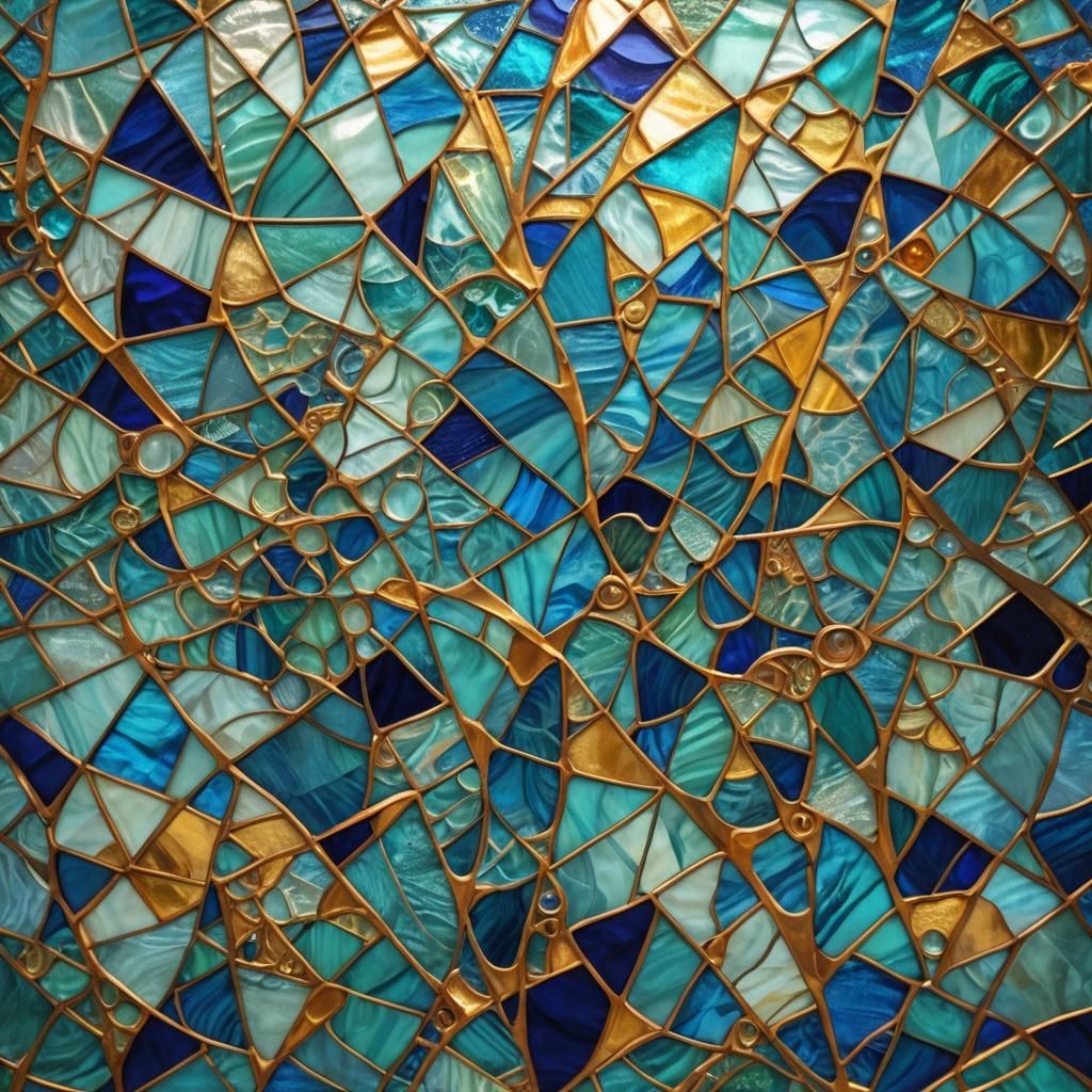 Ocean Stained Glass Art in Fauvist Expressionism