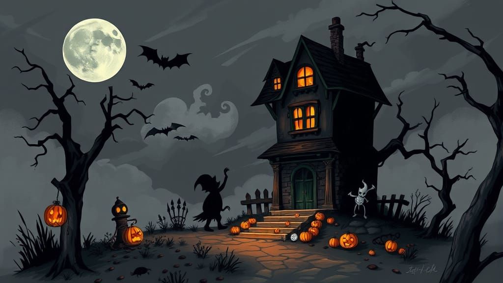 Spooky Haunted House with Eerie Atmosphere