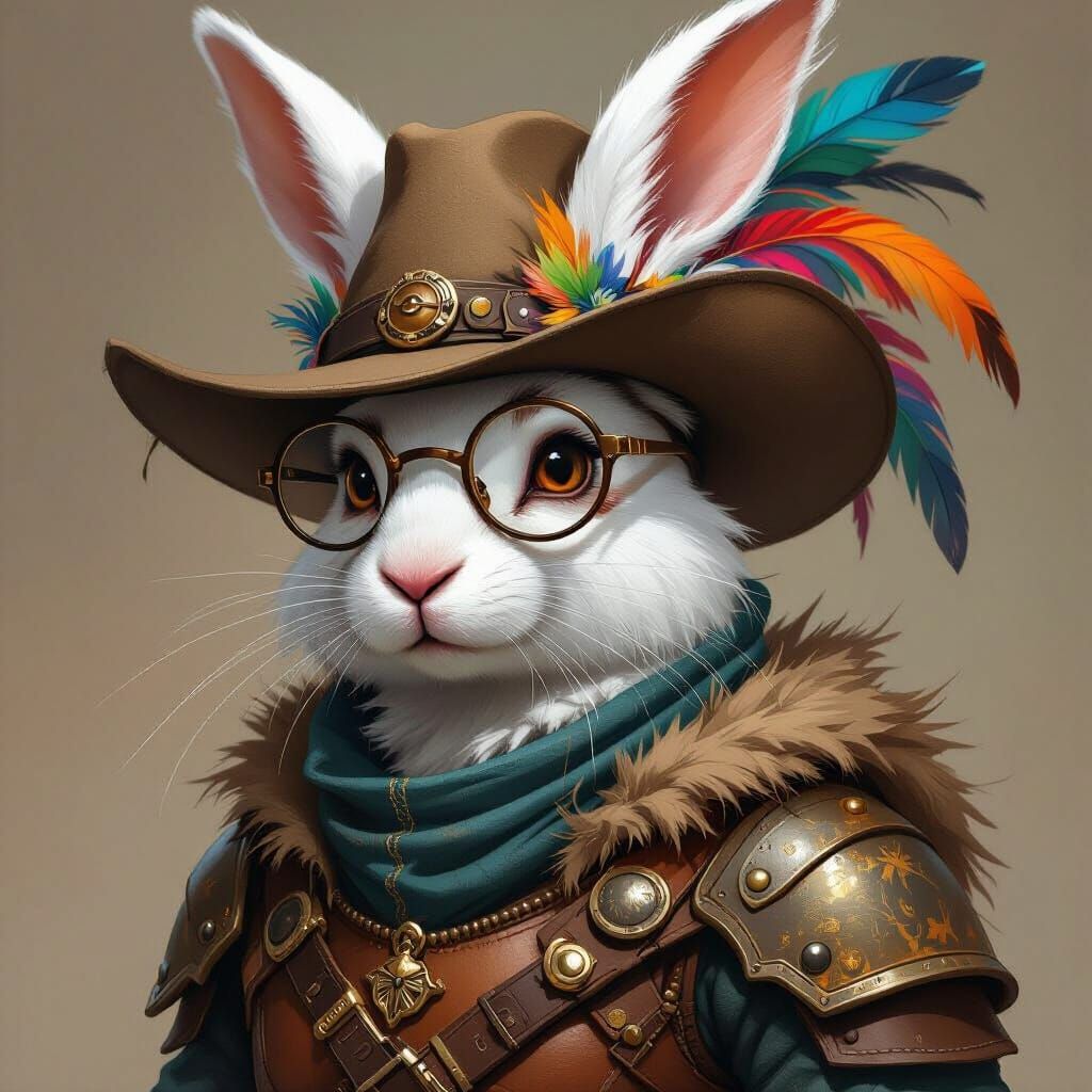 Harengon in Leather Armor, Digital Art