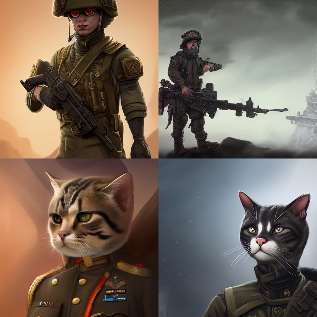 Cat in Military Uniform: Detailed Fantasy Art