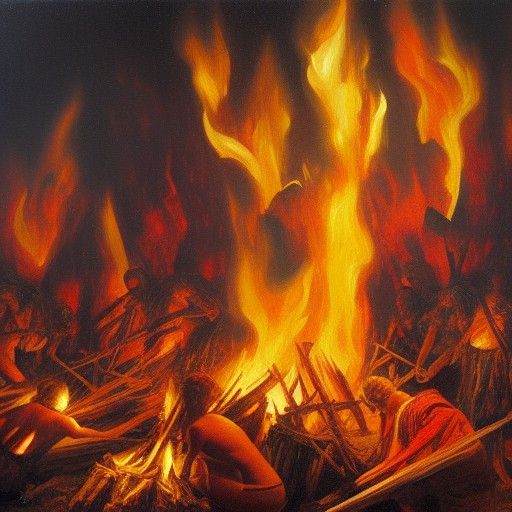 Bonfire of Souls in Oil Painting Style