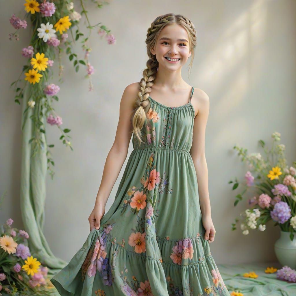 Whimsical Portrait of a Young Girl in Springtime