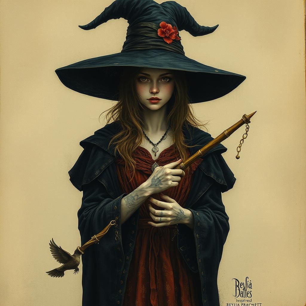 Fantasy Witch in Screen Print Style