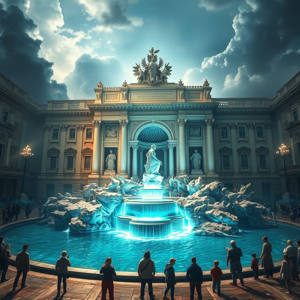 Epic Fountain of Youth in Marble and Blue