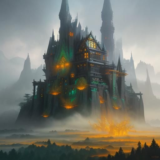 Mystical Tangram Sculptures in Fantasy Forest