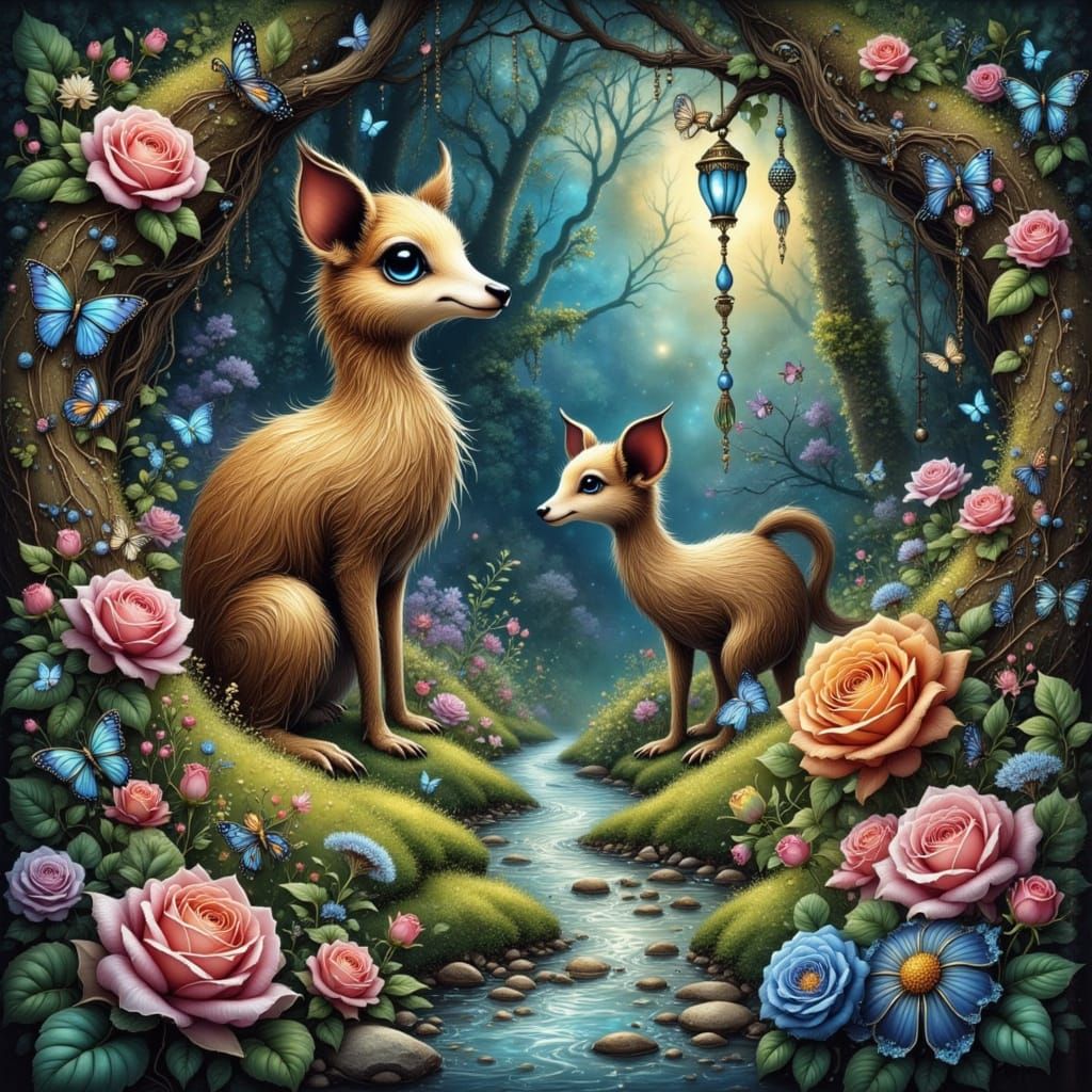 Enchanted Forest Alive with Fantasy Critters