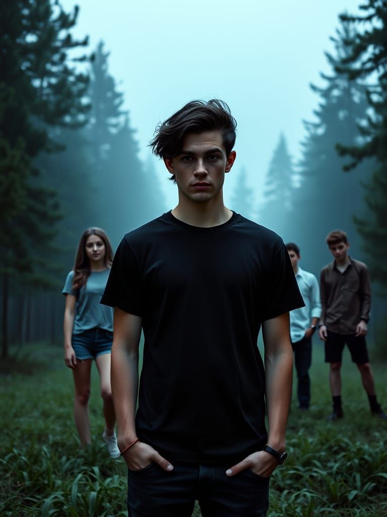 Mysterious Twilight Encounter in a Haunting Forest