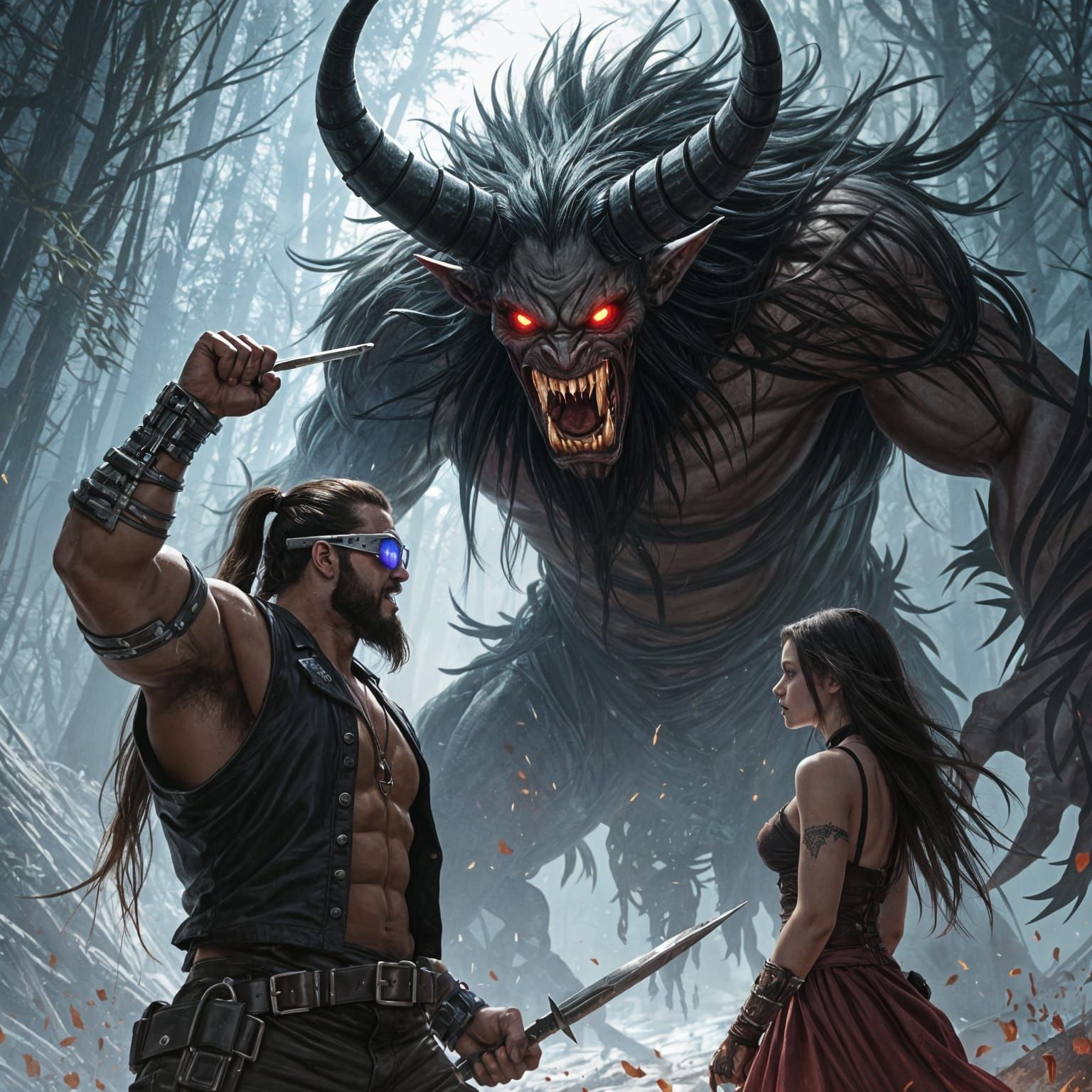 Man Fights Wendigo with Cybernetic Glasses and Silver Stake
