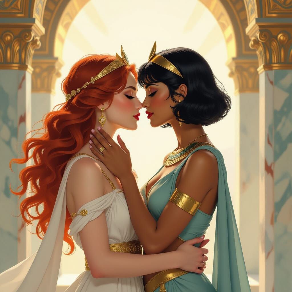 Olympian Goddess Adara and Demigoddess Semirah Embrace