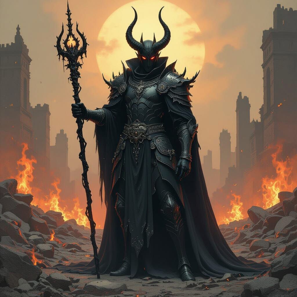 Majestic Devil Lord in Dark Gothic Armor