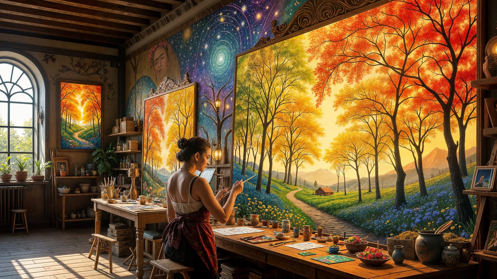 Artists Paint Animated Trees in Golden Hour Workshop