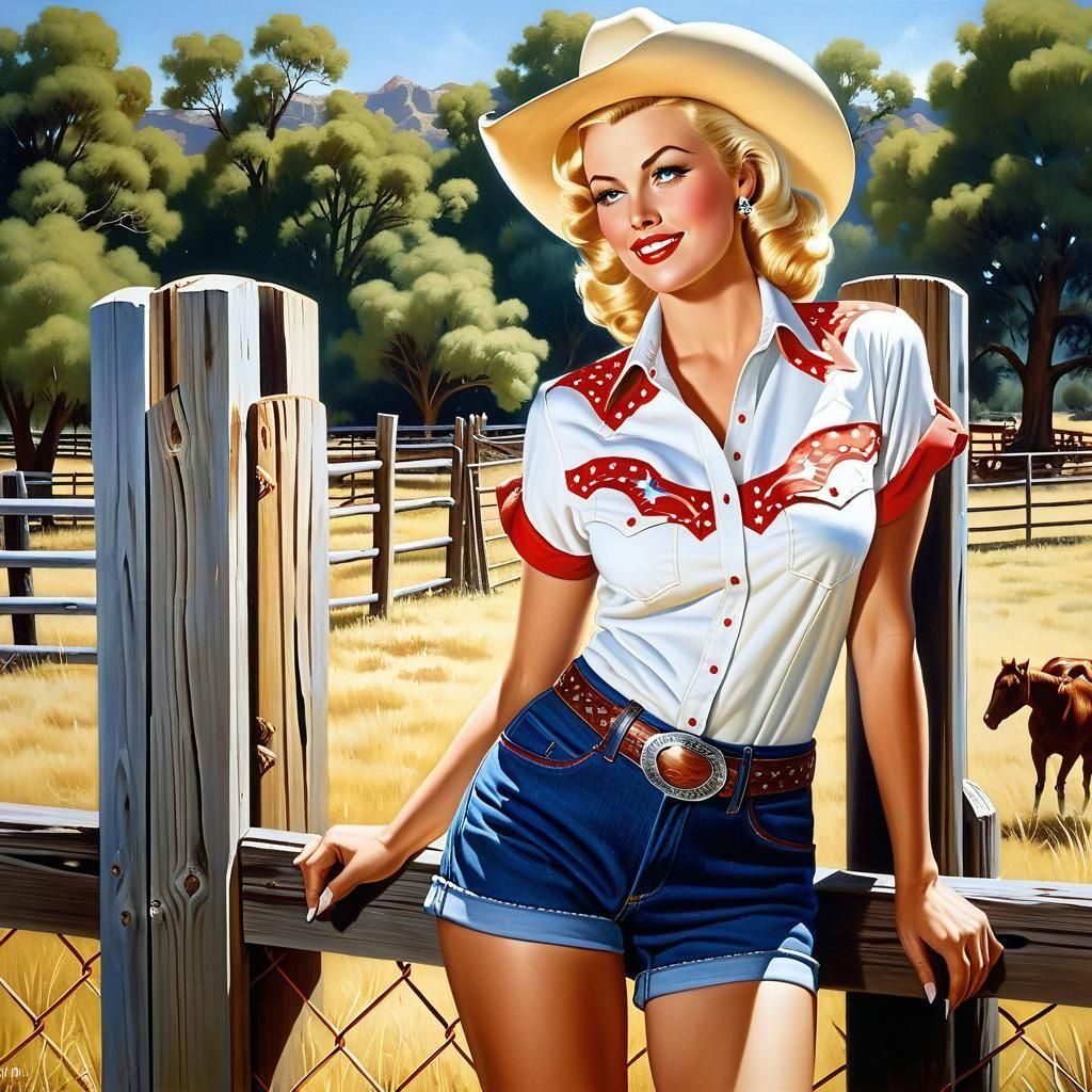 Retro Ranch Beauty in Gil Elvgren Style