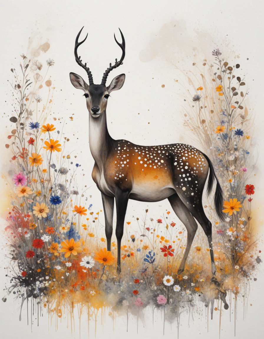 Impala in Whimsical Soot Artistic Landscape
