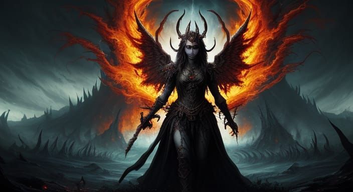 Goddess of Hell in Ethereal Dark Fantasy Art Style