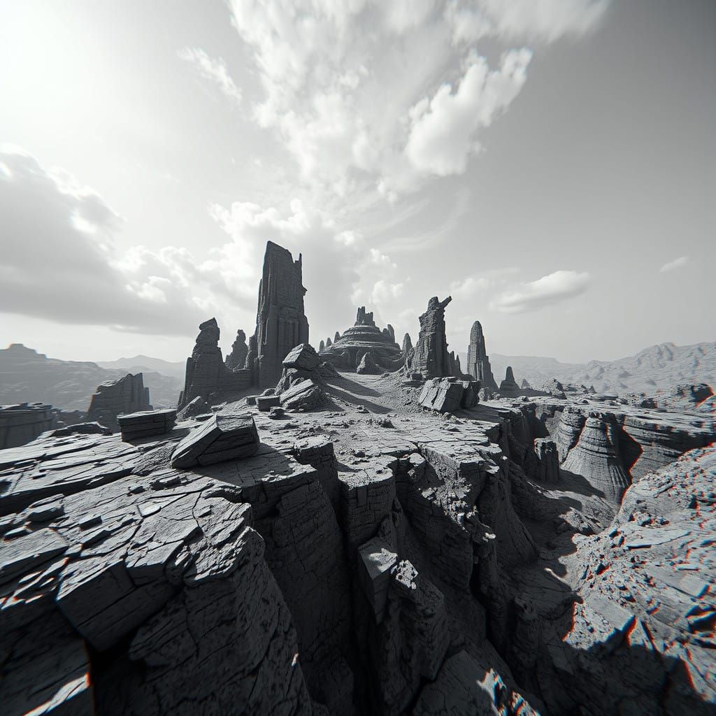 Futuristic Surrealist Reality Distortion in Monochrome