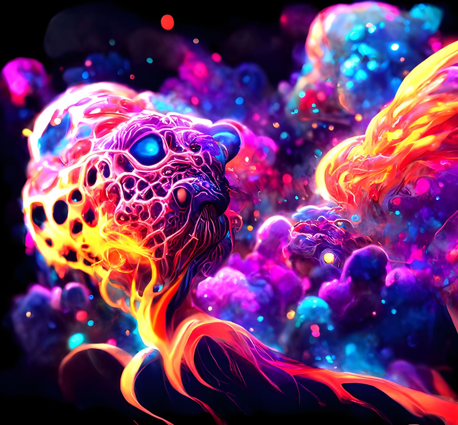 Colorful Nebula in Kinetic Pointillism Style