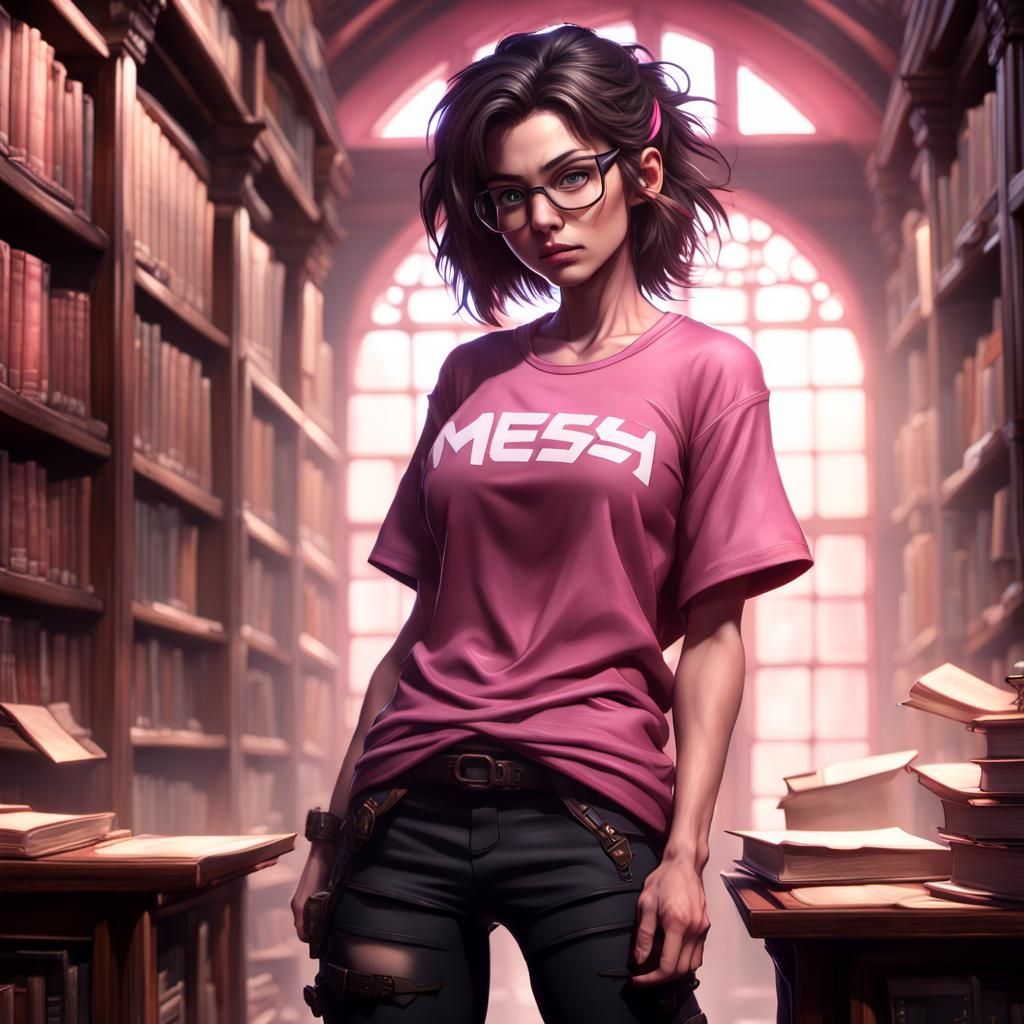Brunette Ninja Librarian in Forbidden Library