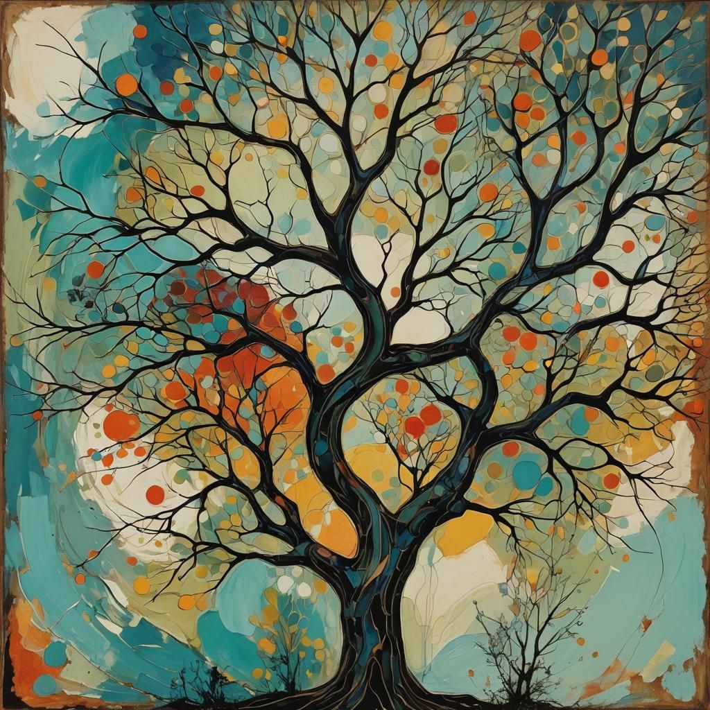 Abstract Art: Weathered Tree Enduring a Tempest