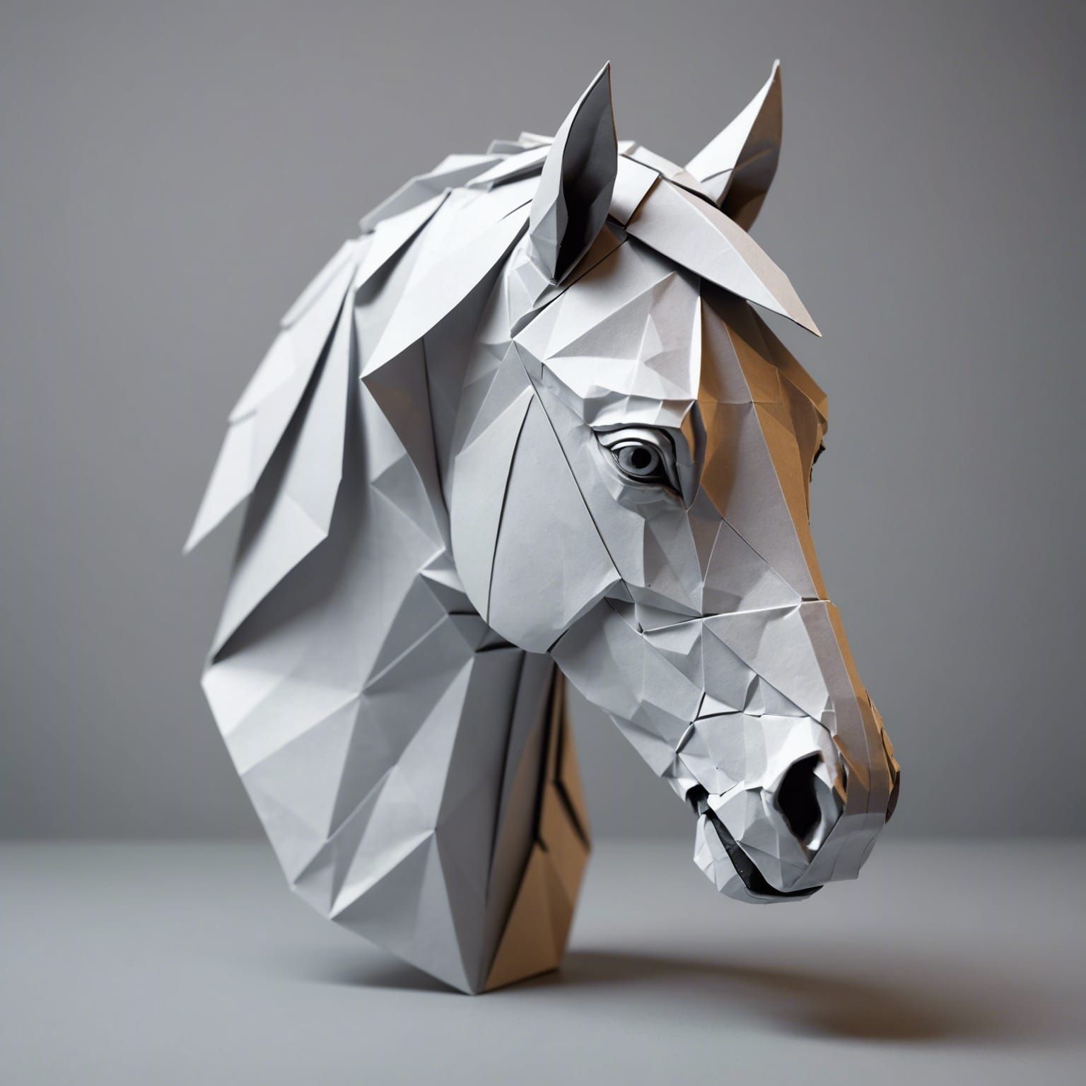 Origami Horse Head Papercraft in 8K Resolution