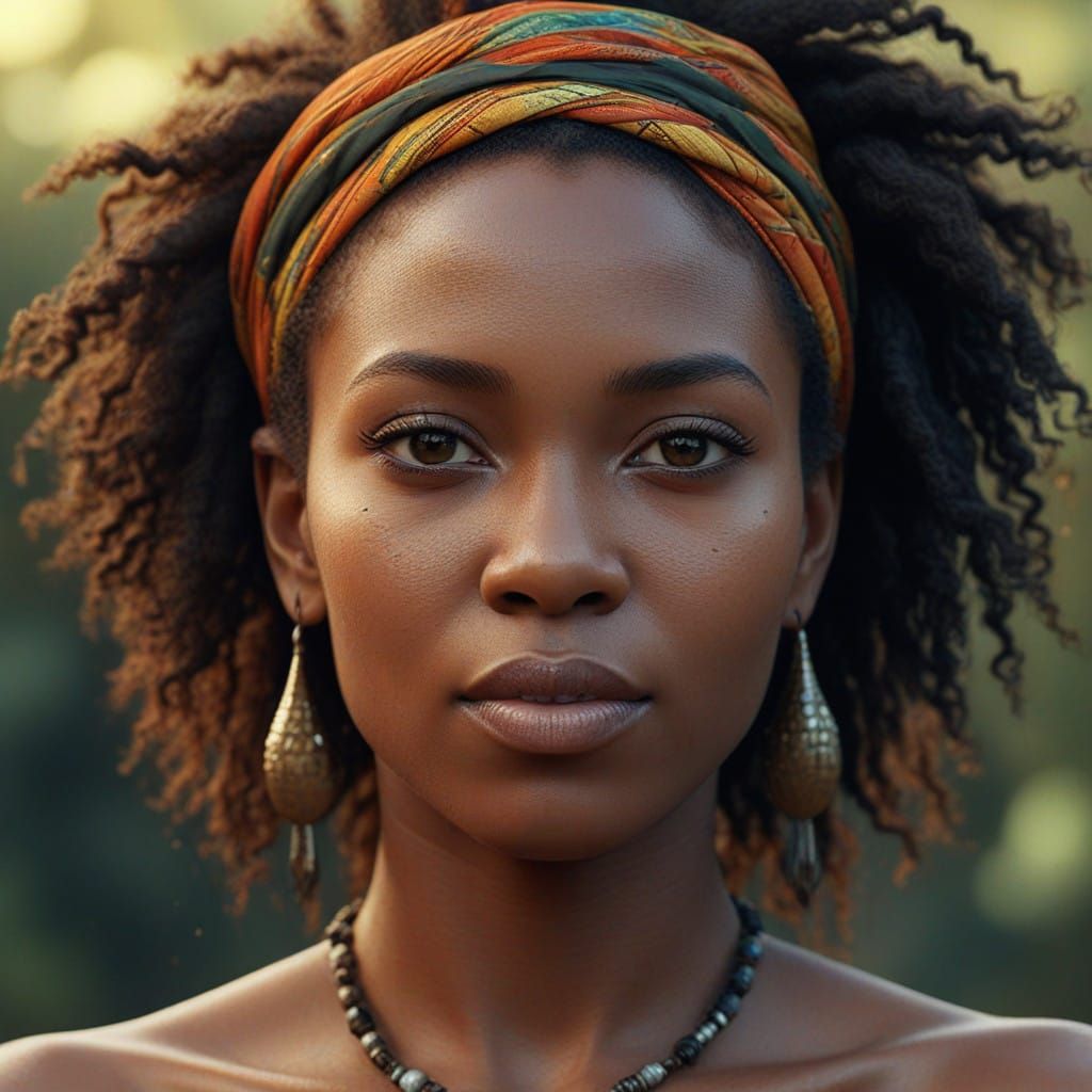 Vibrant African Goddess in Ethereal Portrait