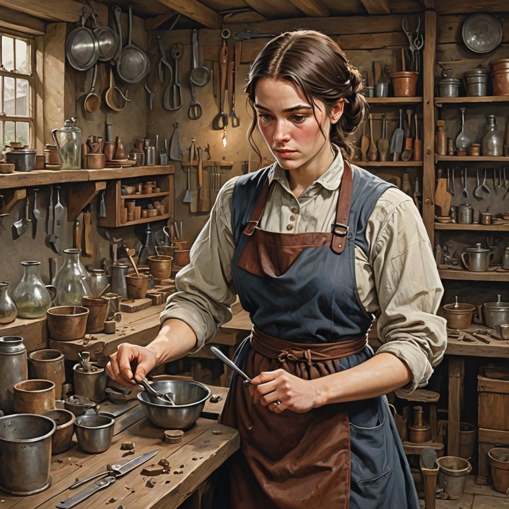 Portrait of a Girl in Workshop