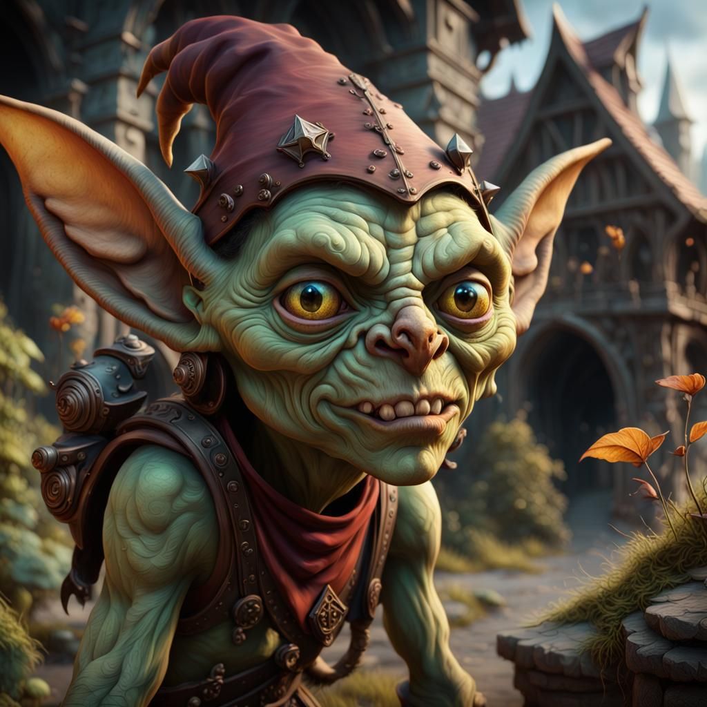 Friendly Goblin in Detailed Airbrush Fantasy Art