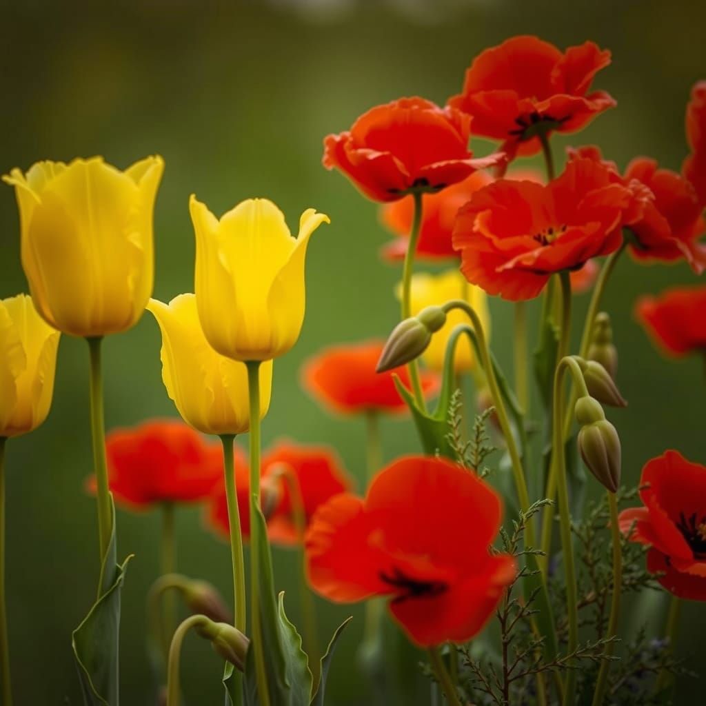 Vibrant Floral Double Exposure in Bold Hues