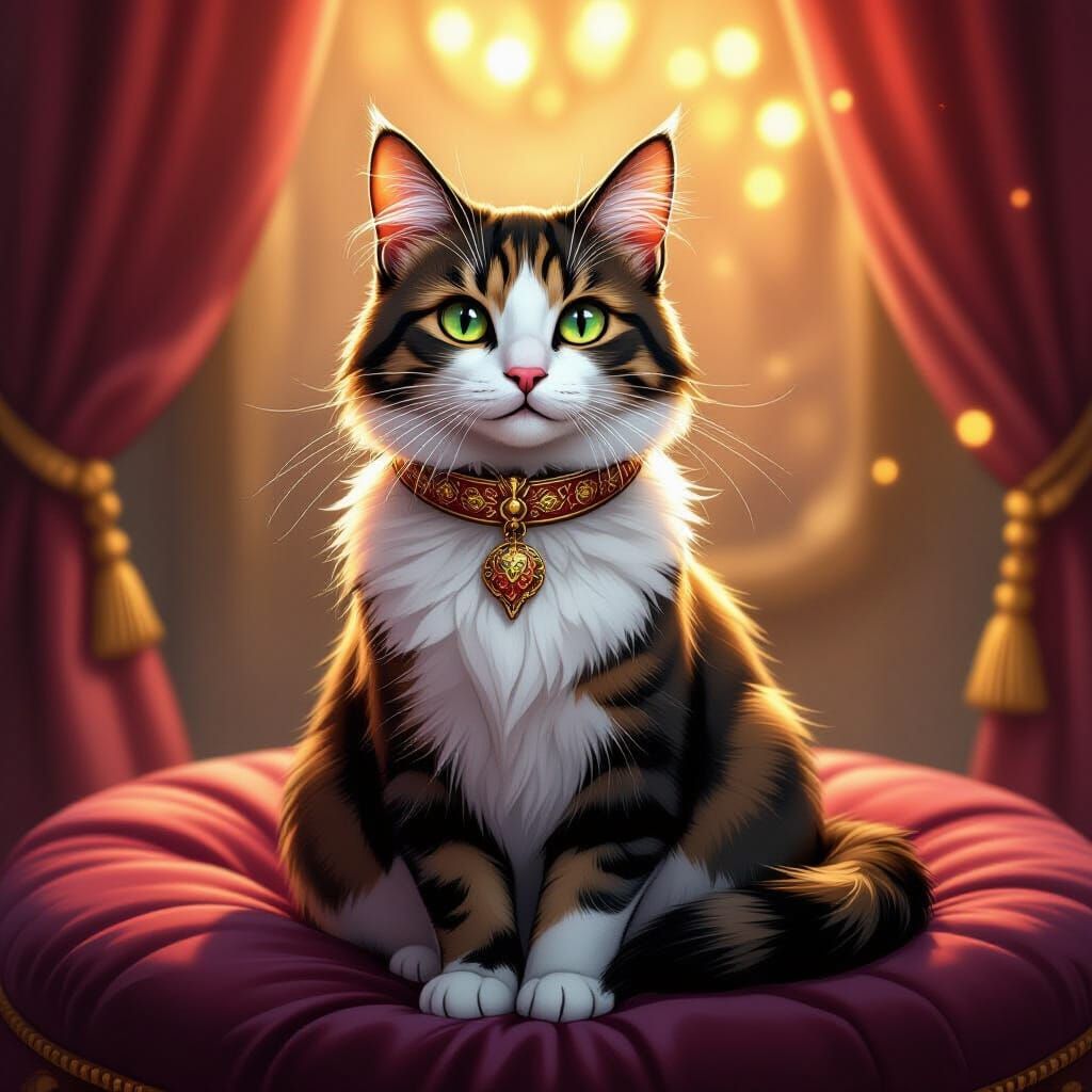 Majestic Cat Portrait in Painterly Style