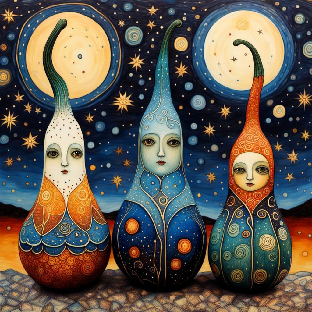 Whimsical Gourds in Art Brut Style