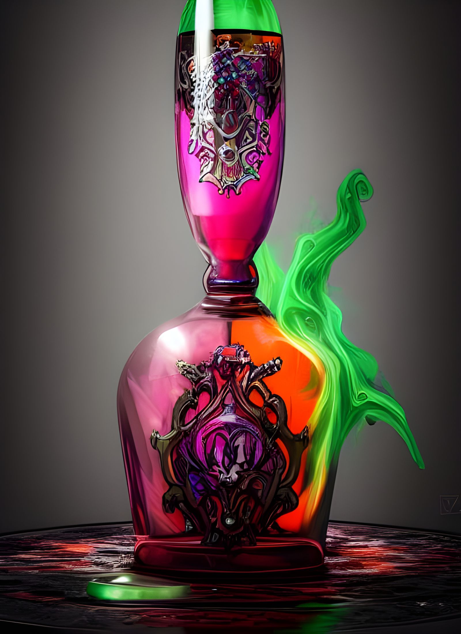 Sinister Magical Potion in Elegant Vial, Hyper-Realistic
