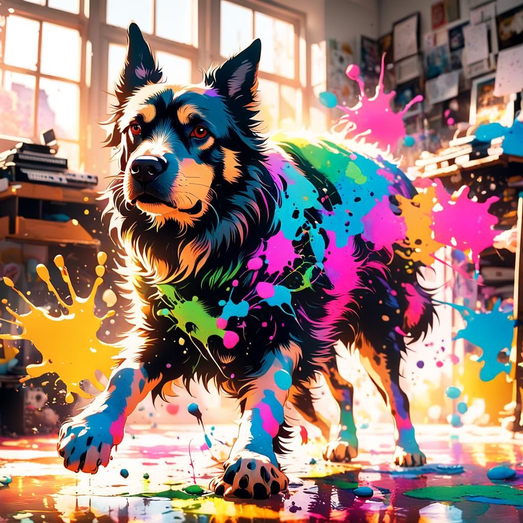 Vibrant Studio Canine in Cinematic Film Style