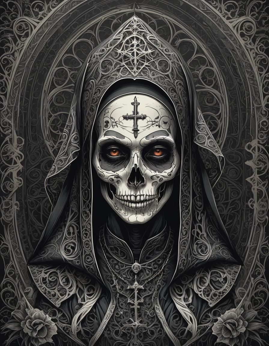 Gothic Nun Skeleton Portrait