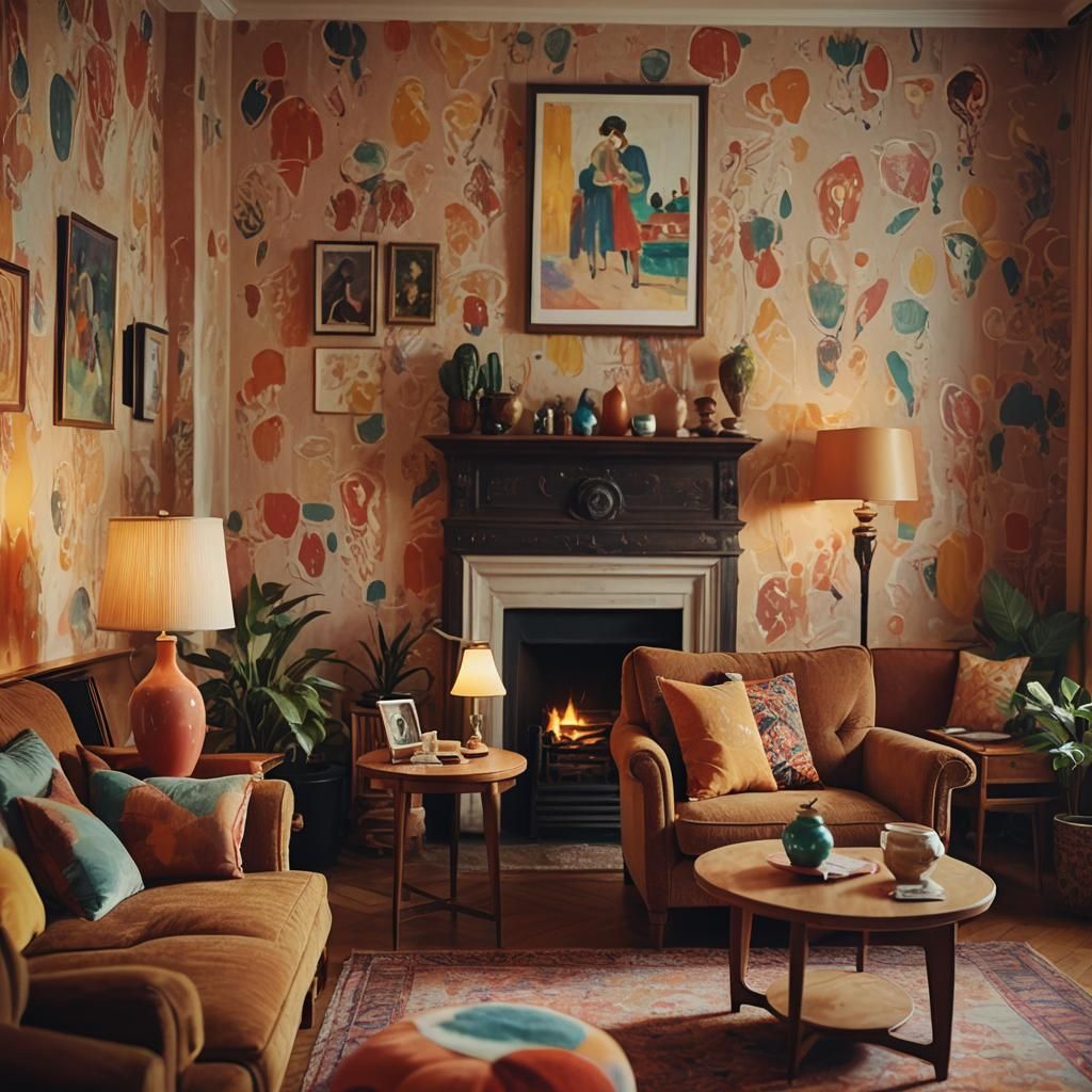 Cozy Bohemian Living Room in Fauvist Style