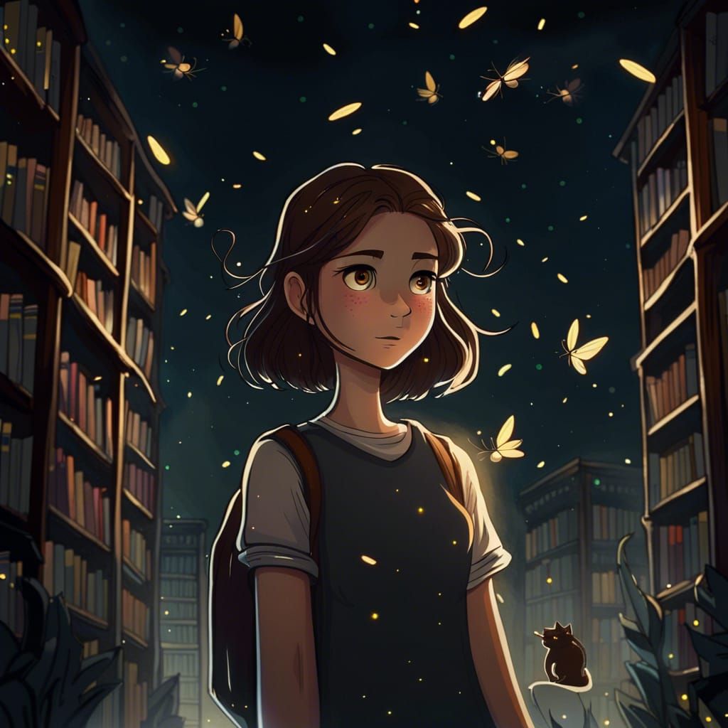 Magical Night Library Scene