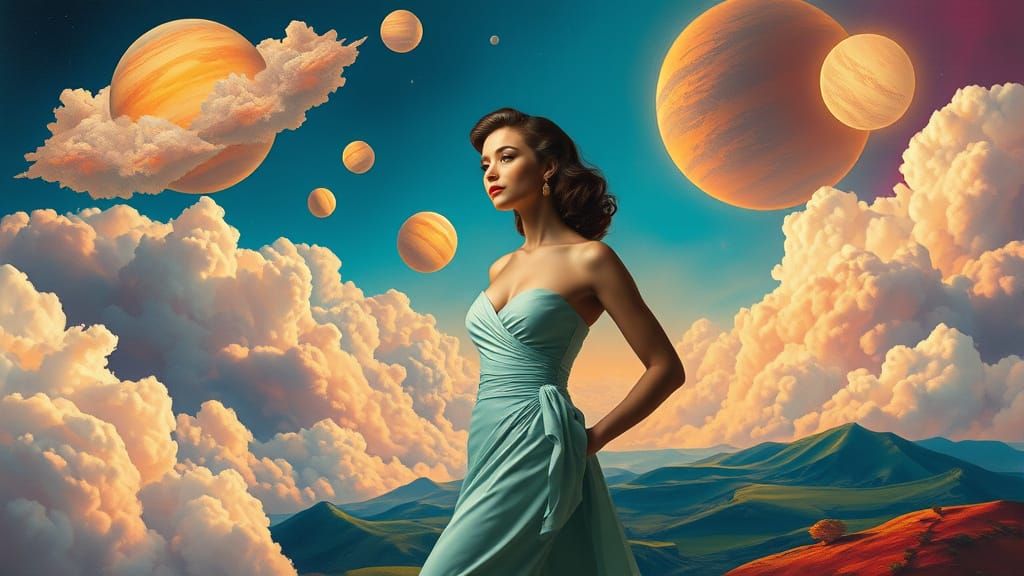 Dreamscape Portrait of Woman in Surrealist Style
