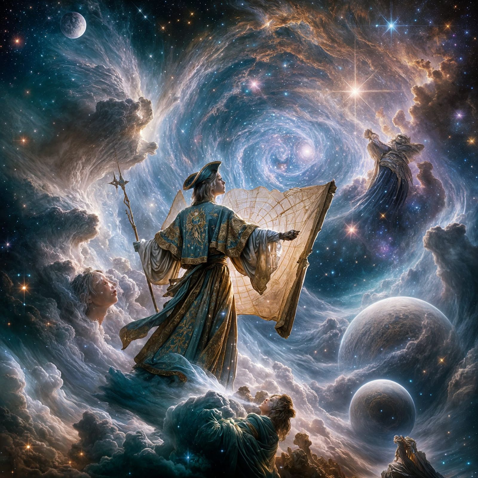 Cosmic Pathfinder Navigating a Swirling Nebula