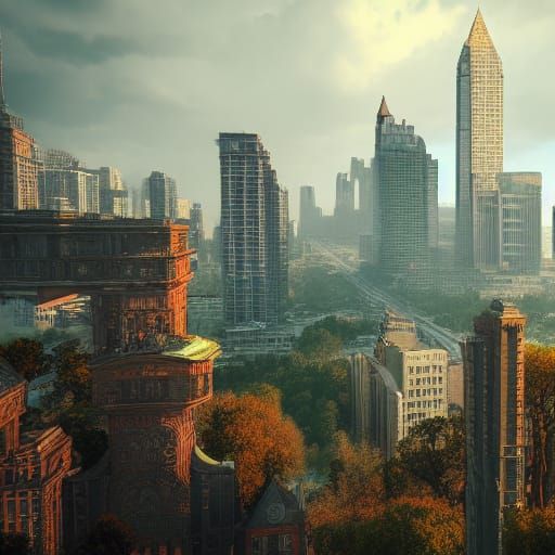 Fantastical Atlanta Matte Painting in Deep Color