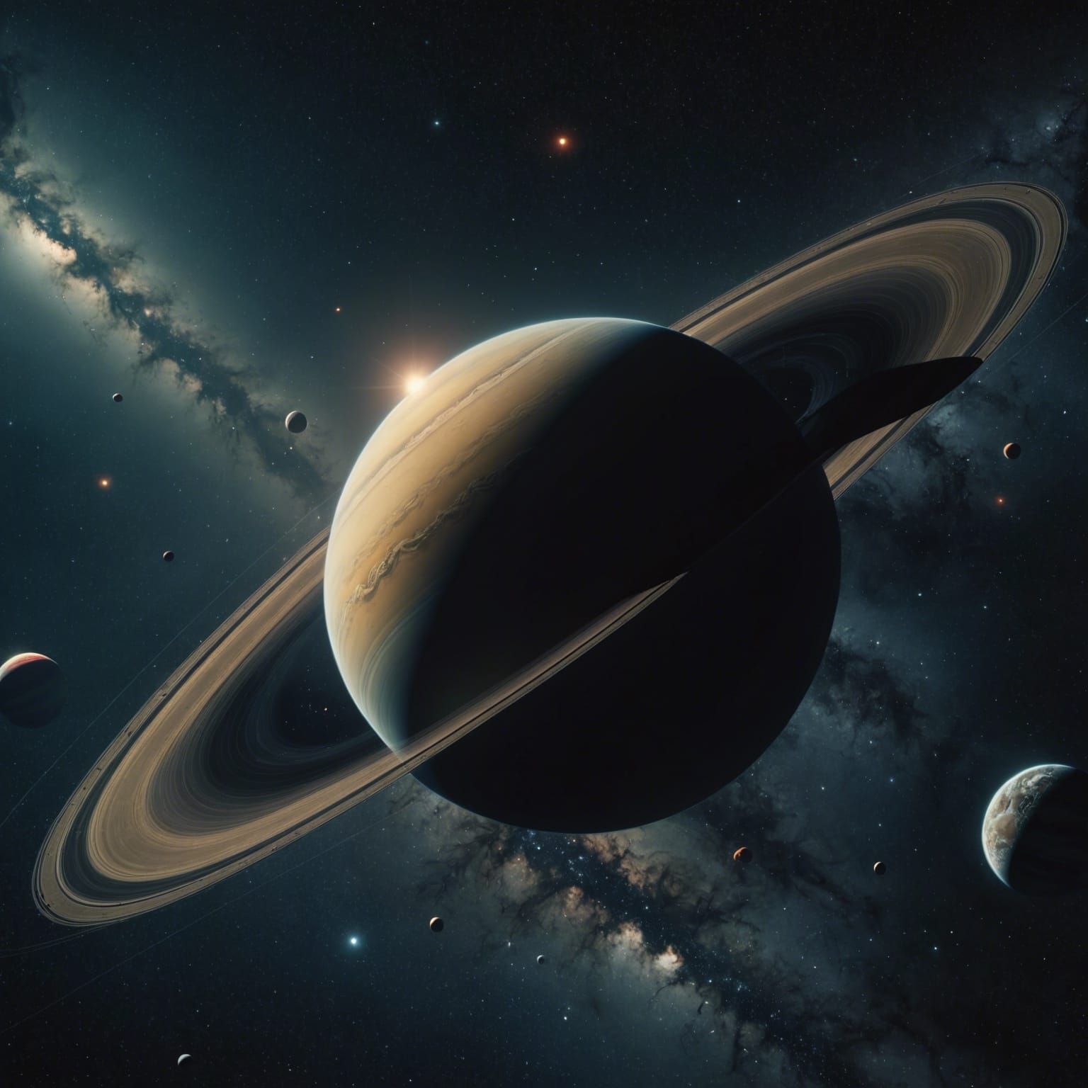 Dramatic Super-Saturn and O-Class Star in Space