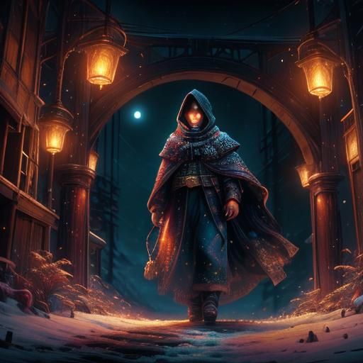 Boy at Polar Express in Snowy Wonderland