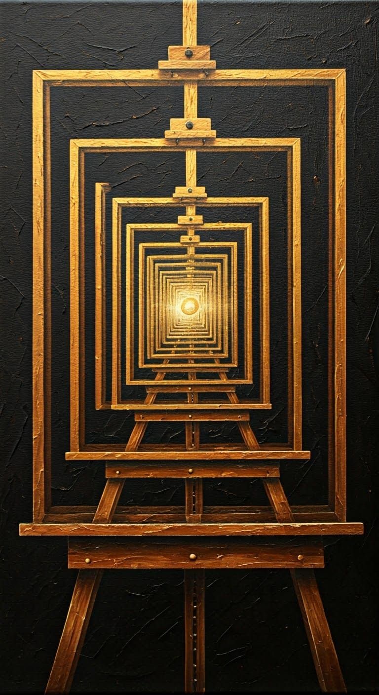 Infinite Easels Painting with Radiant Golden Orb