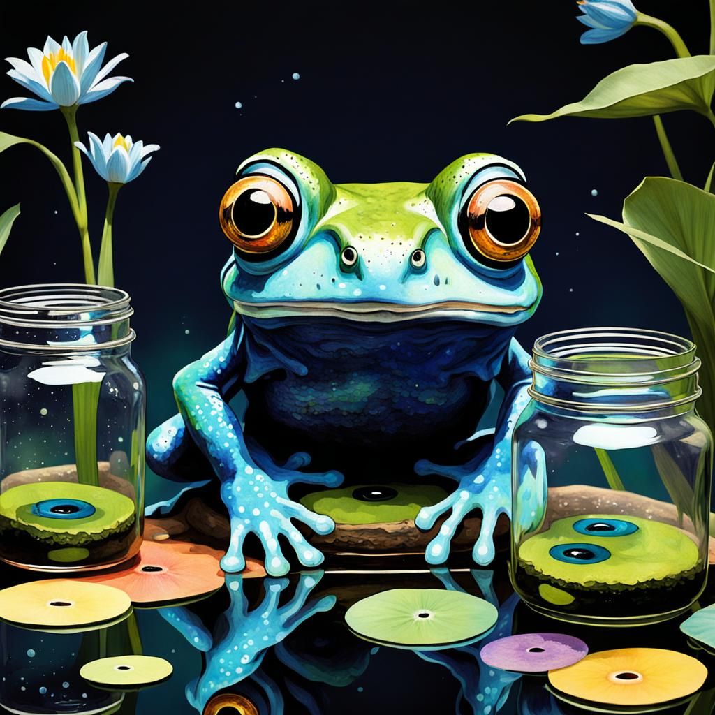 Gothic Tree Frog with Googly Eyes in Dreamy Art