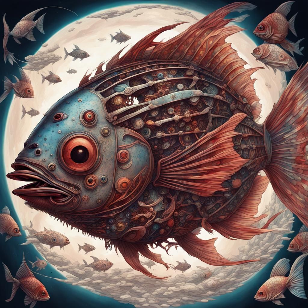 Half-eaten  gnawing fish