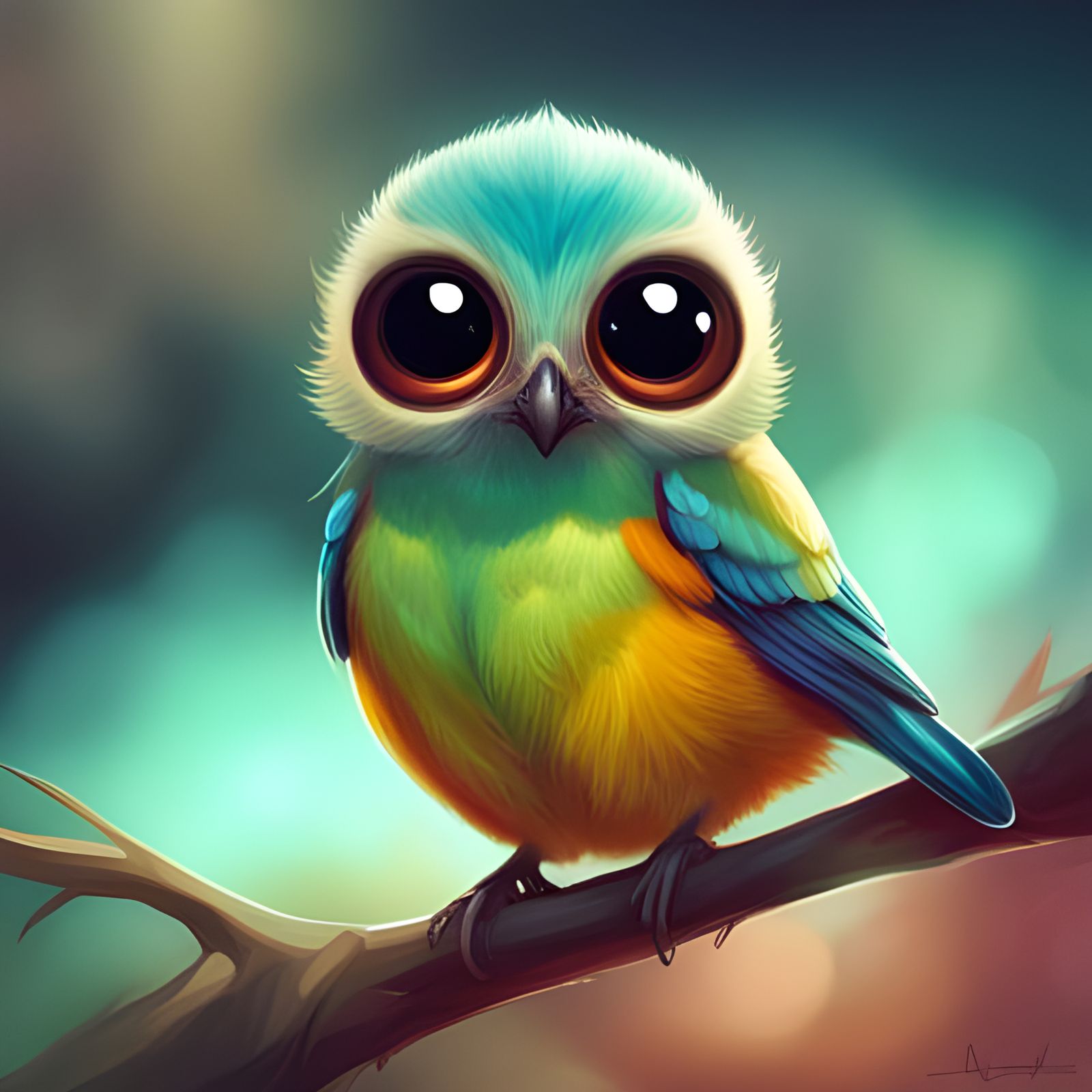 Cute Fluffy Baby Bird Portrait in 8K