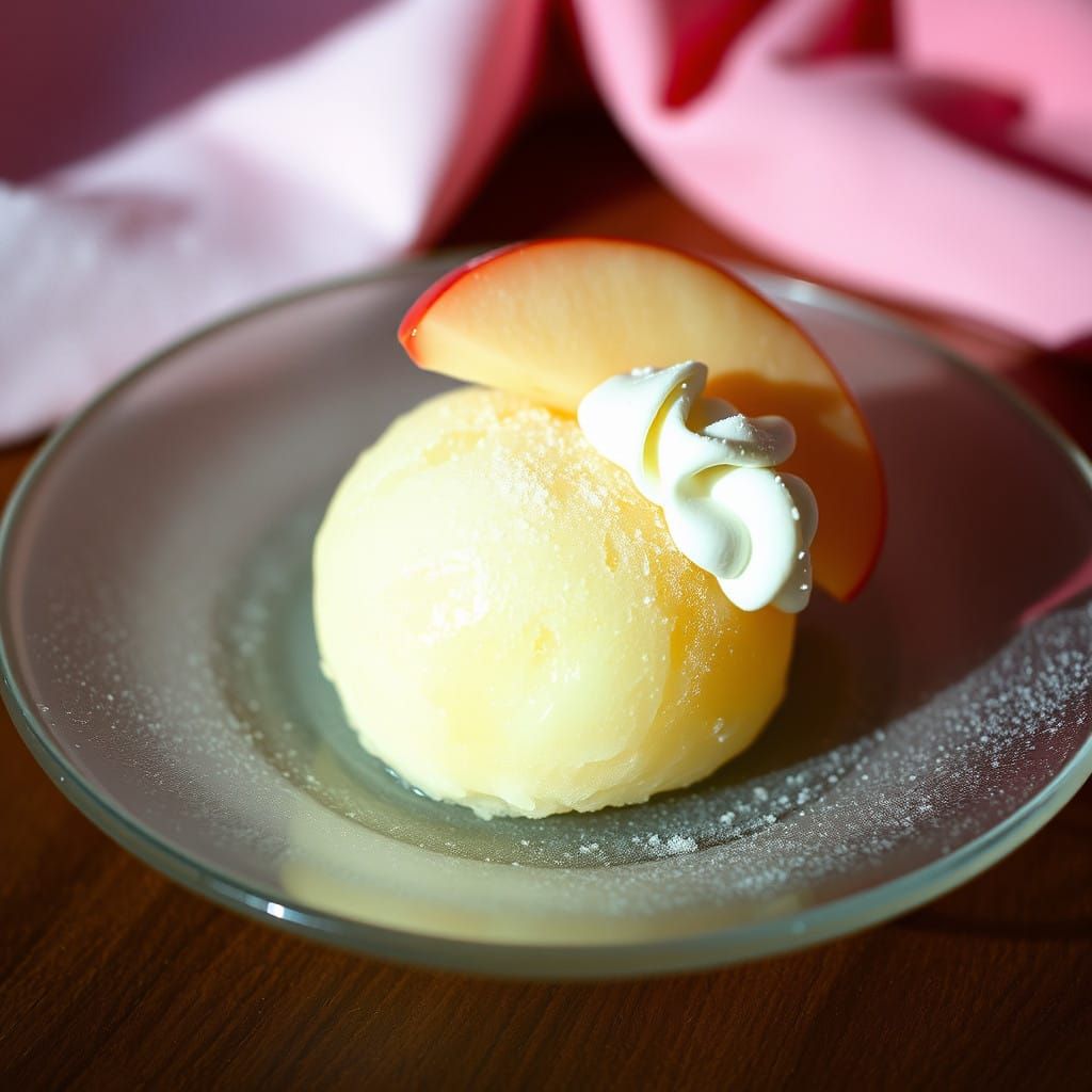 French Patisserie Masterpiece with Lemon Sorbet, Apple, and...