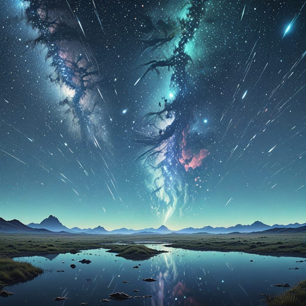 Ethereal Cosmic Landscape in Glowing, Iridescent Hues