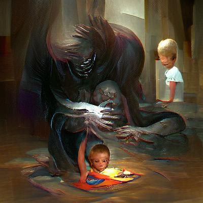 Sinister Child Helping Another Child