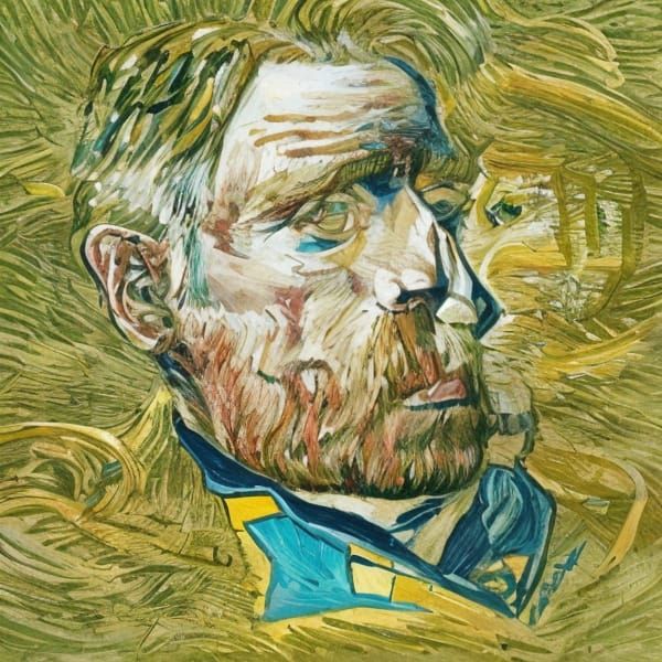 Vincent van Gogh Self Portrait in Impressionist Style