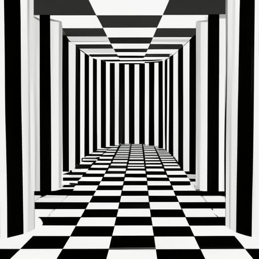 Psychedelic Checkered Corridor in Comic Book Style
